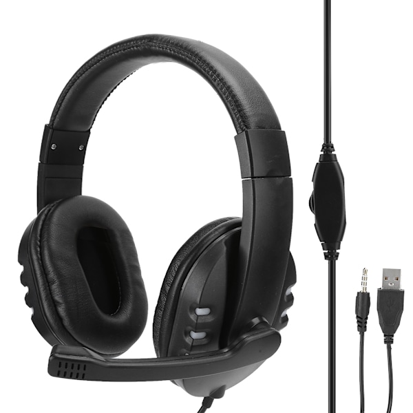 3,5mm+USB med Mikrofon Huvudmonterat Gaming Headset LED-Ljus Tillbehör