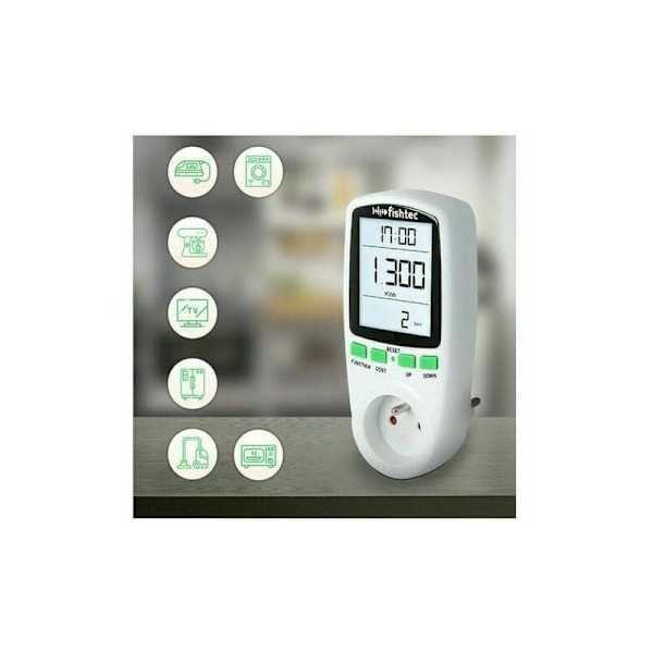 Digital LCD-skärm Elförbrukningsmätare, Strömförbrukningsmätare Ger Kumulativ Kilowattimmeövervakning och Minnesfunktion för