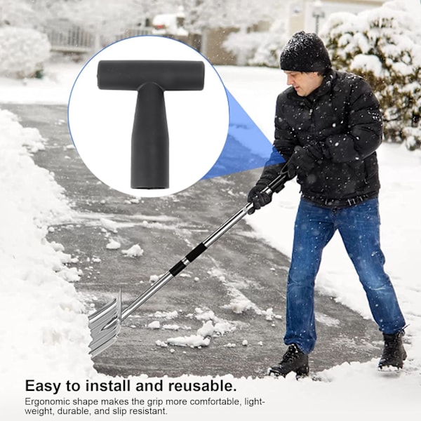 T-formet skuffeskaft i plast, sterkt, lett, sklisikkert snøskuffeskaft, 3,4 cm innerdiameter