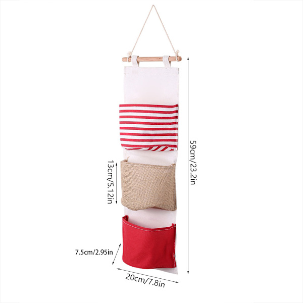 3-lags lin oppbevaringspose garderobe hengende pose veggpose leker