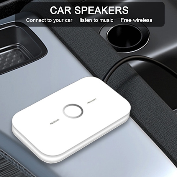 B6 Bluetooth 5.0 Adapter HIFI Trådløs Mottaker og Sender 2 i 1  Lyd Stereo Hvit