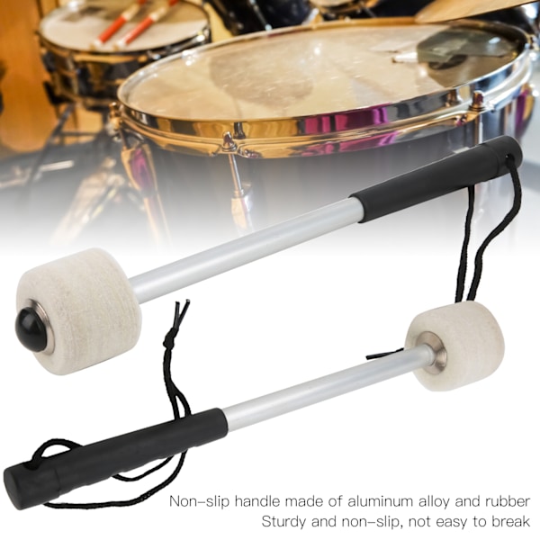 2 st Wool Felt Head Drumstick Stark Flexibilitet Bärbar Halkskydd Instrument Tillbehör