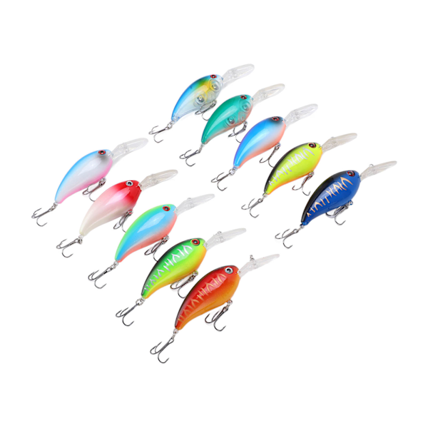 10 stk kunstig crankbait 3D fiske agn fiskeutstyr for bass gjedder ferskvann