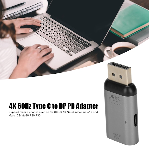 Typ C Honadapter till Displayport DP PD Hanadapter HD 4K 60Hz Konverter för Laptop