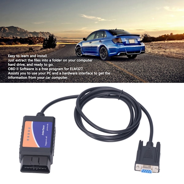 ELM327 COM-port DB9 hona 25K80 diagnostikverktyg LED-indikatorlampa för DOS för Windows med CD