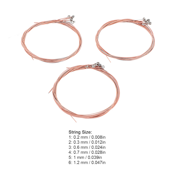 3Set Universal Steel Acoustic Folk Guitar Strings Replacement Musical Instrument Accessories3Set Rose Copper Strings