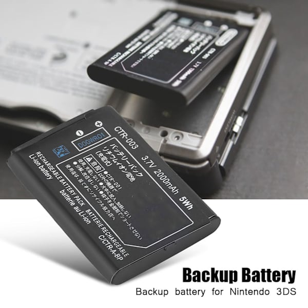 2000mAh:n suurikapasiteettinen ladattava Li-ion-akku Nintendo 3DS:lle