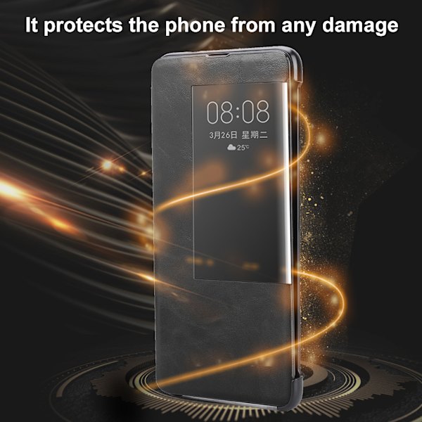 Til HUAWEI Mate 20 Mobiltelefon Etui Intelligent Sleep Beskyttende Cover(Sort)