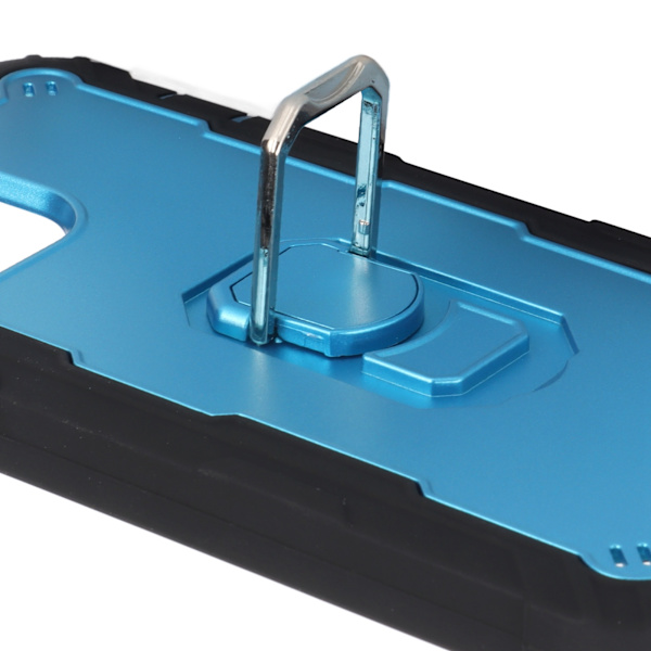 Reptålig pansarskydd med stativ för iPhone 13 Pro Max mobiltelefoner Armor Protect Case(Svart Blå )
