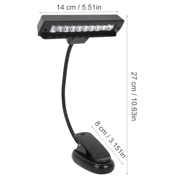 Bärbar orkester notställ ljus flexibel hals klämma på USB läsning LED-lampa