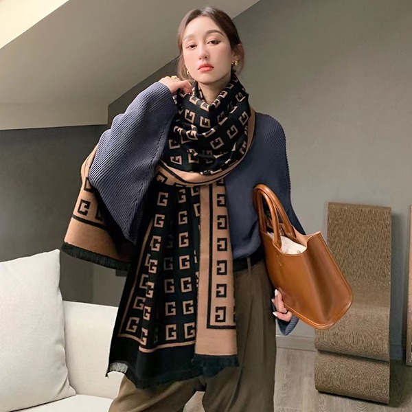 Pashminasjal och halsduk för damer, stor mjuk kashmirhalsduk för höst och vinter för bröllopsklänningar och aftonklänningar Style 2