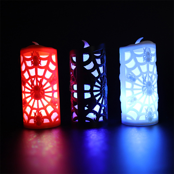 12 stk./4 stk. Kranie Edderkop Web Lampe Stearinlys Dekoration LED H