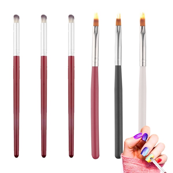 6 st Nail Brush Set, Gel Nail Art Smudge Pens för Manikyr DIY & Salon Verktyg