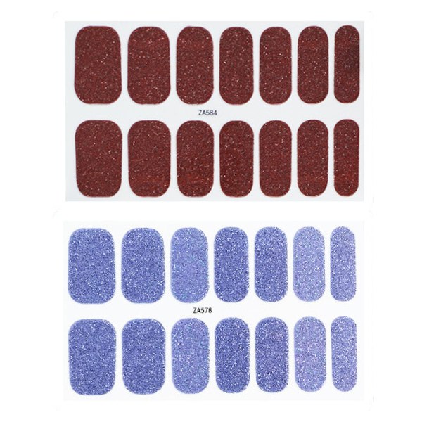 Semi-härdade gelnaglar, extra långa nagellackremsor (20 stycken), långvariga semi-härdade nageldekaler med mjuk, blank gel-finish, Aurora