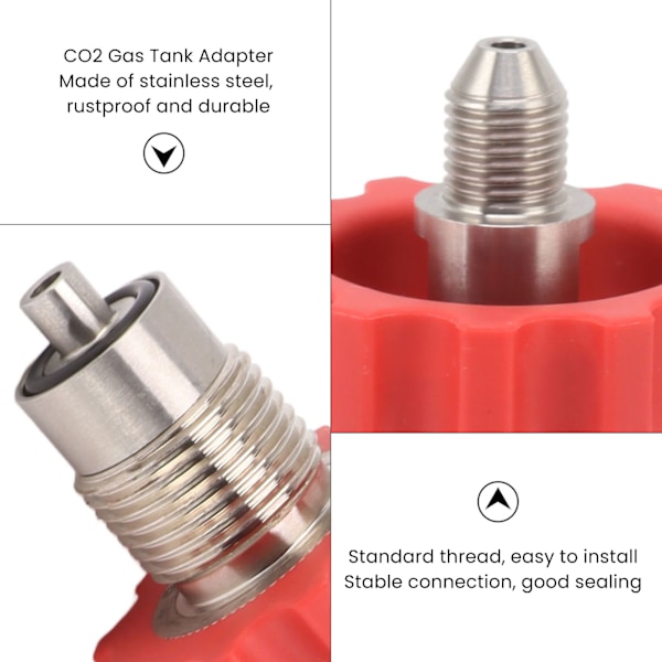 Vattenlösning för boskap, CO2-adapter i rostfritt stål, för automatisk dricknippel för grisar, röd, G5/8 till 7/16-20 port, sömlös integration