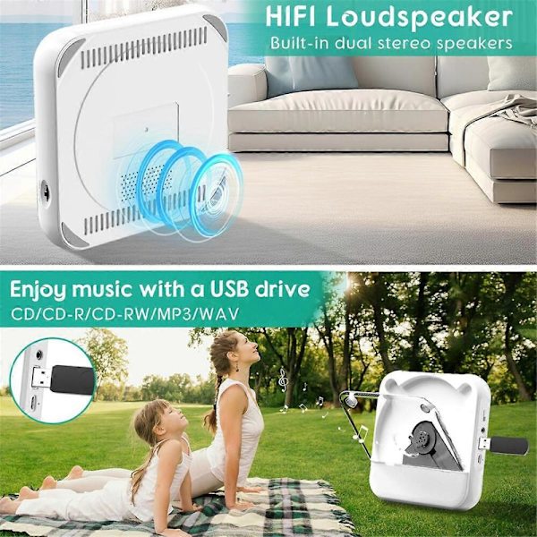 GETIT Bärbar CD-spelare med Bluetooth, Uppladdningsbar CD-spelare