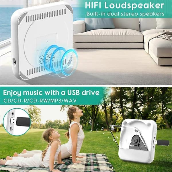 GETIT Bærbar CD-spiller med Bluetooth, oppladbar CD-spiller