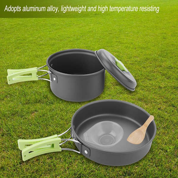 Camping Köksredskapsset, Portabel Utomhusmatlagningsutrustning Med Non-Stick Lätta Kastruller, Perfekt För Backpacking, Vandring Och Picknickar, Inkluderar Mesh-väska För