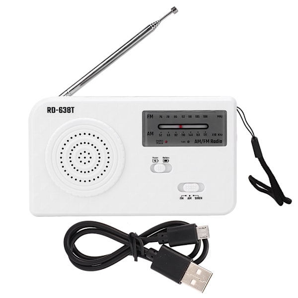 RD-638T Bärbar solcellsdriven handvev AM FM-radio nödläge med LED-ficklampa