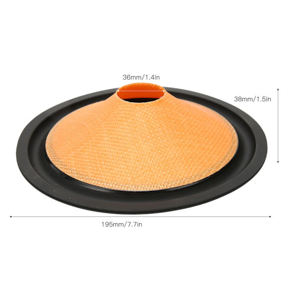 Pappershögtalarkon, 1,4 tum innerdiameter, subwooferkoner, trumpapper med glasfibersurround för 8-tums högtalare