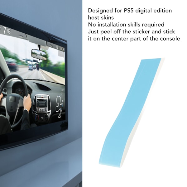 Konsoll Midtskinn Riperesistent Beskyttende Spillkonsoll Midtstripe Klistremerke for PS5 Digital Edition Vert Blå