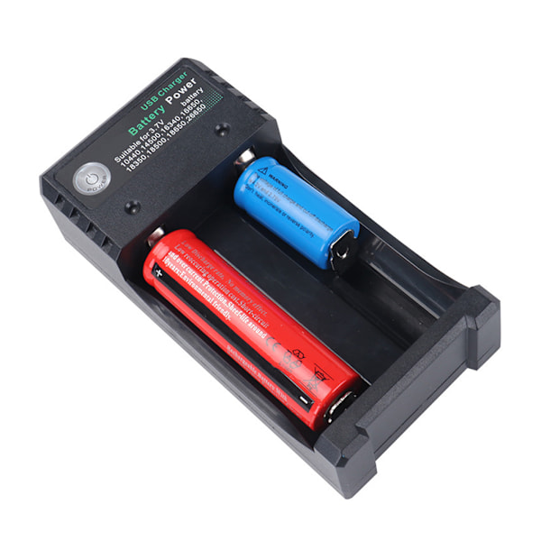 Bærbar hurtigoplader 2 slots 18650 batterioplader til genopladelige batterier