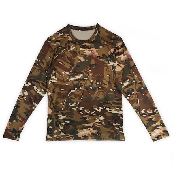 Herr Långärmad Rund Hals T-shirt Kläder för Camping Utomhussporter(L)