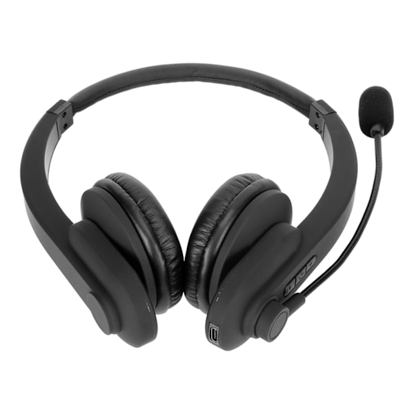 Trådløst headset Bluetooth 5.2 støjreduktion behageligt telefon headset med roterbar mikrofon til kontor sort