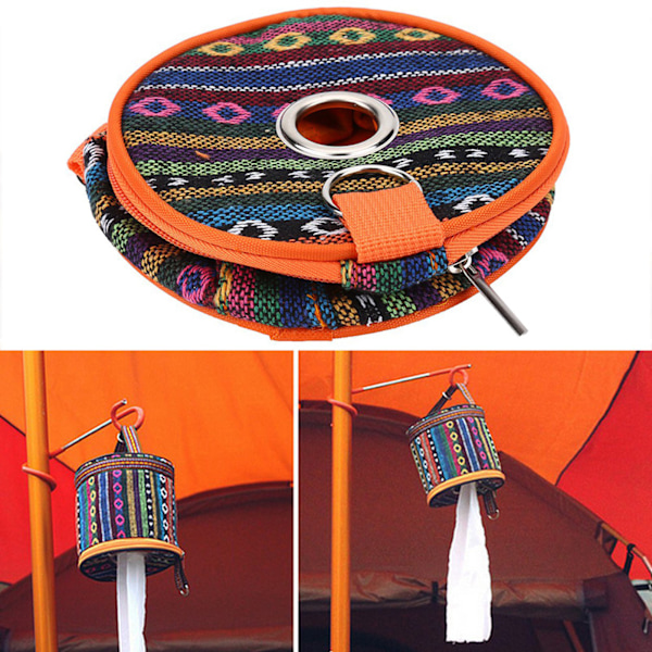 Camping Essential: Tissue Roll Cover With Hook Design For Versatile Attachment, Polyester Material Offers Durability, Wide Mouth Access And Zipper