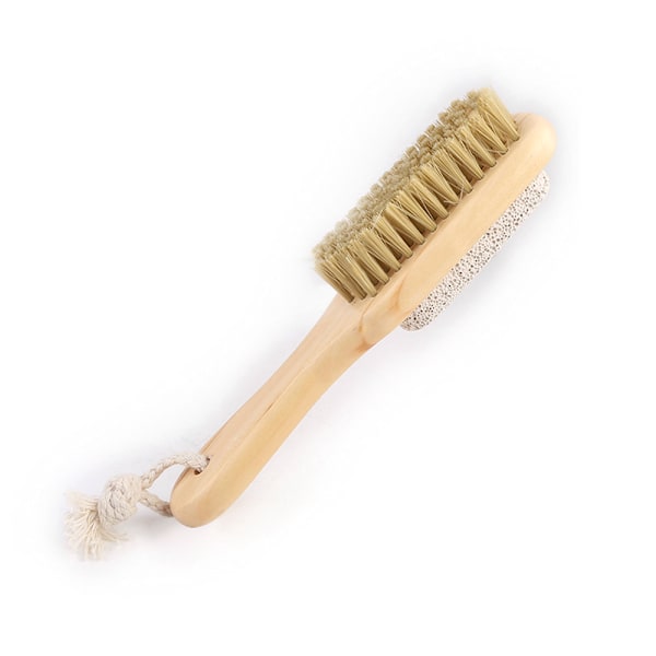 Exfolierare Dubbelsidig Med Pimpstenborste, Borttagning av Död Hud Fotscrubber För Förhårdnader Liktorn Fotfil Borttagare Idealisk För Duschbruk (Slätt Trä