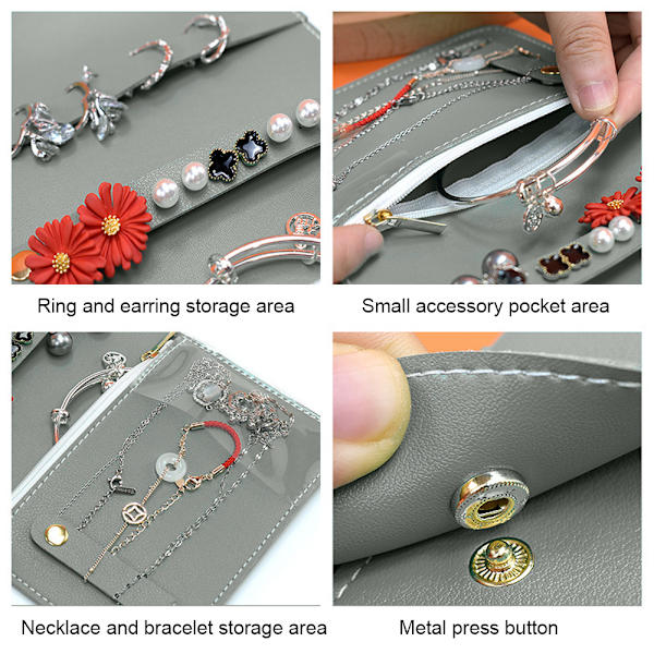Rejse smykker arrangør foldbar smykker rulle til rejse-ringe, halskæder, øreringe, armbånd, mini
