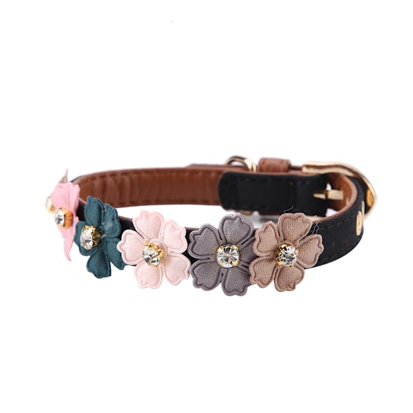 Bekväm husdjurskrage för katter och små hundar, justerbart PU-läderhalsband med säkerhetsspänne och färgglada blommor, attraktivt husdjurshalsband