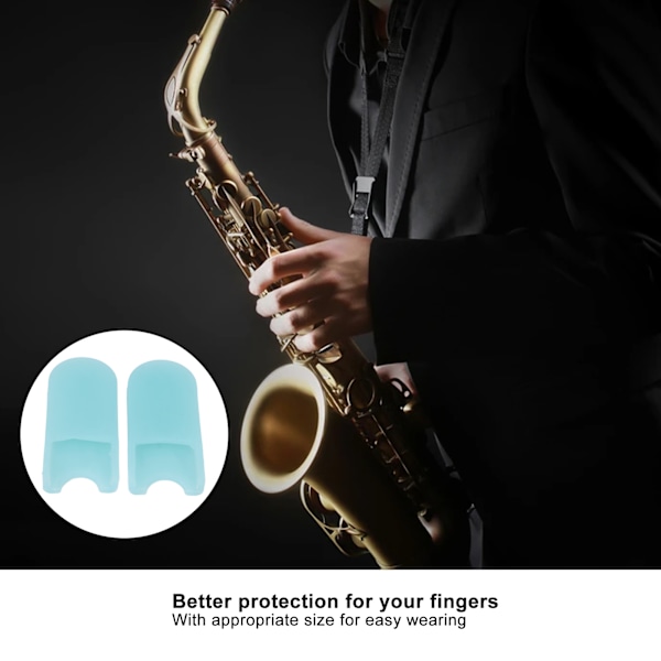 2 ST Saxofon Fingerstöd Kudde Tumskydd med Sadel Blåsinstrument Tillbehör Cyan