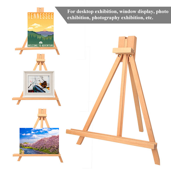 Liten bordstaffeli i bøk - Stativ for skrivebord, bryllupsbilder, fotodisplay, dekorasjon og kunstutstyr