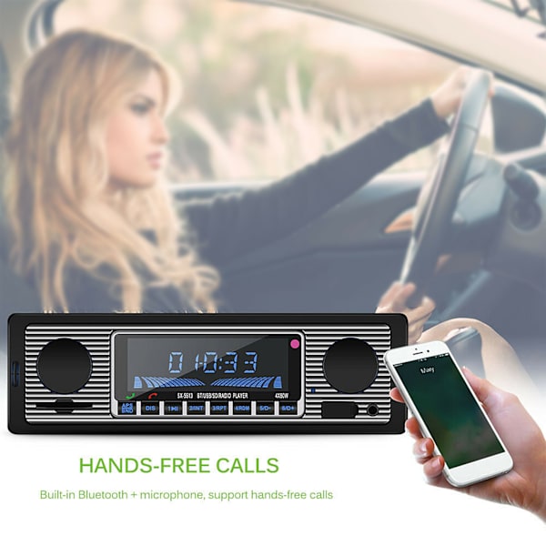 Auto Bluetooth Radio Classic Auto Stereo MP3-soitin USB-SD-AUX-FM-liitännällä (12 V)