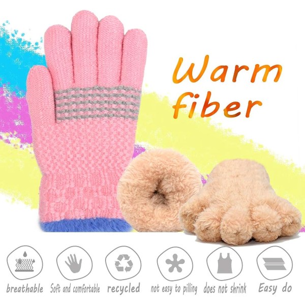 Vinterhandskar för pojkar Flickor - Barn Warm Knit Thermal Cable Kn