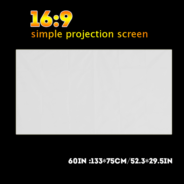 1 stk Bærbar Hvit Farge Projektor Gardin Projeksskjerm 16:9 (60 tommer)