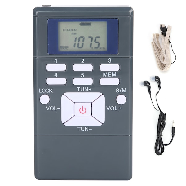 QQT102 Ammattimainen radio Mini kannettava FM-stereovastaanotin LCD-näytöllä Kuulokkeet