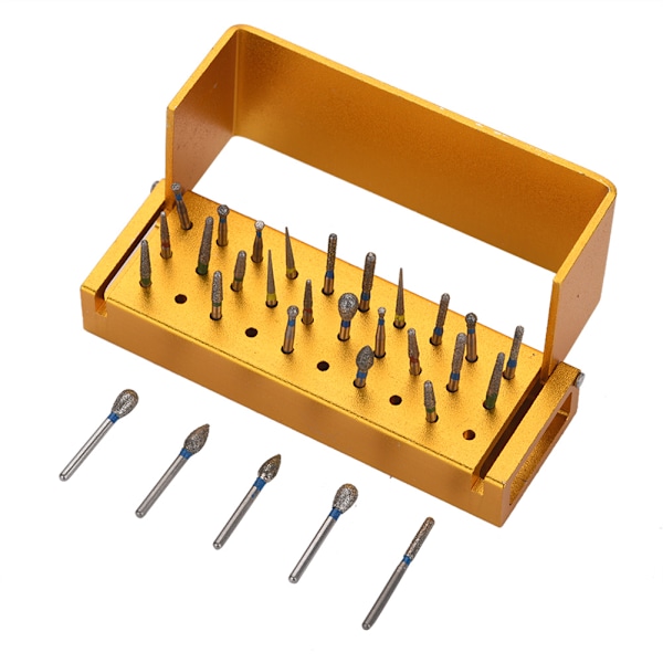 Autoklaverbar Dental Lab Organizerare, Dentalborrblock av Aluminiumlegering för Naturligt Diamantpulver Höghastighetsborr, Låghastighetsborrsats, Lätt Att