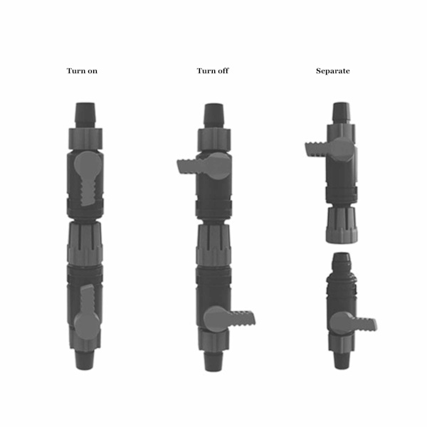 Akvarie Vandkontrolventil Fisktank Slange Rør Hurtigudløser Dobbelt Taphane K-12/16mm