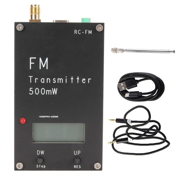 500mW FM-sender med LCD-skærm 2000M 500mW 88‑108MHz FM Stereo-sender med USB Type C-port
