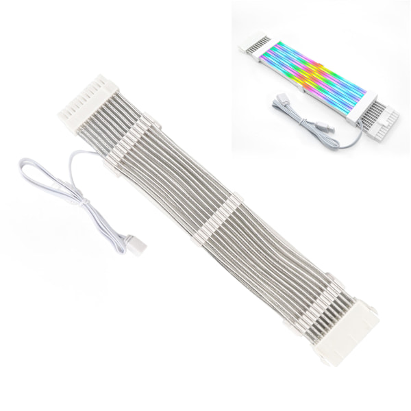 ARGB Förlängningskabel med Sleeves 5V 18AWG Flexibel Hög Strömstöd Synkroniserad PSU-kabel med Flera Färglägen 24PIN