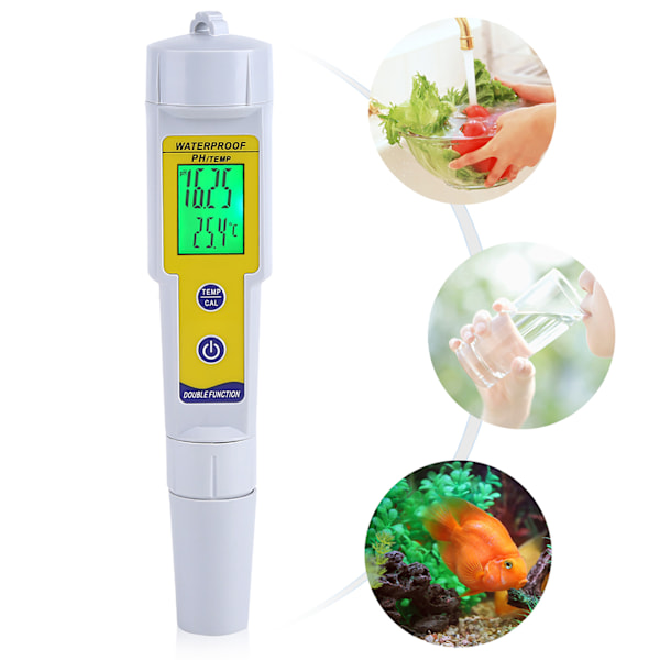Bærbar Pen-Type LCD Digital PH & TEMP Måler Vandkvalitetstester