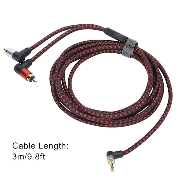 90° 3,5 mm Han-stik til 2RCA Han-stik Lydkabel ABS Stereo Mikrofonkabel til DVD Højttaler 3m