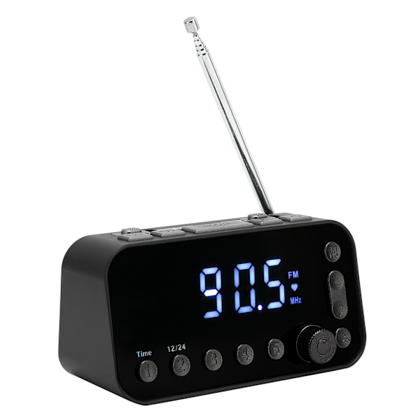 DABA1 Klokke FM-radio Dual USB med ladeport LCD-skjerm Bakgrunnsbelysning Justerbart volum Alarmklokke Radio