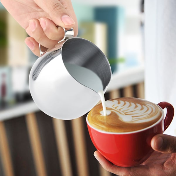 Tyk rustfri mælkeskummerkande Latte kaffekop kruskande (300 ml)