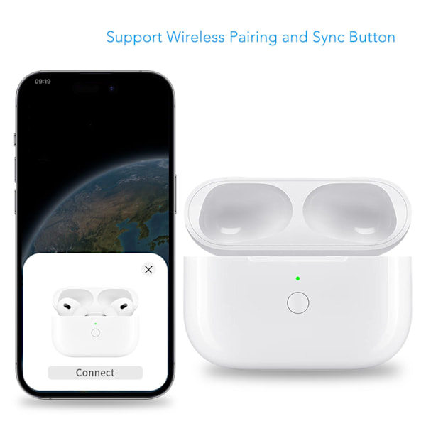 Trådløst ladeetui for ørepropper, støtter kablet og trådløs lading, Bluetooth-ørepropper, ladeetui for IOS-ørepropper Pro A003P