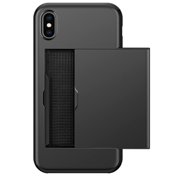 Skal med kortfack, Solid Extra förstärkt, Svart Black, iPhone X/XS
