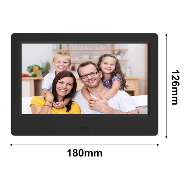 Timeless Gallery, 7 tums digital fotoram med högupplöst LCD-skärm, albumfunktion, ultratunn design för skrivbord eller väggmontering (kalenderklocka)