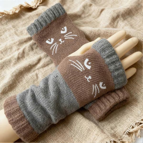 Broderede patchwork termohandsker Kompatibel med damer Udsøgt broderet design Vinterrejse